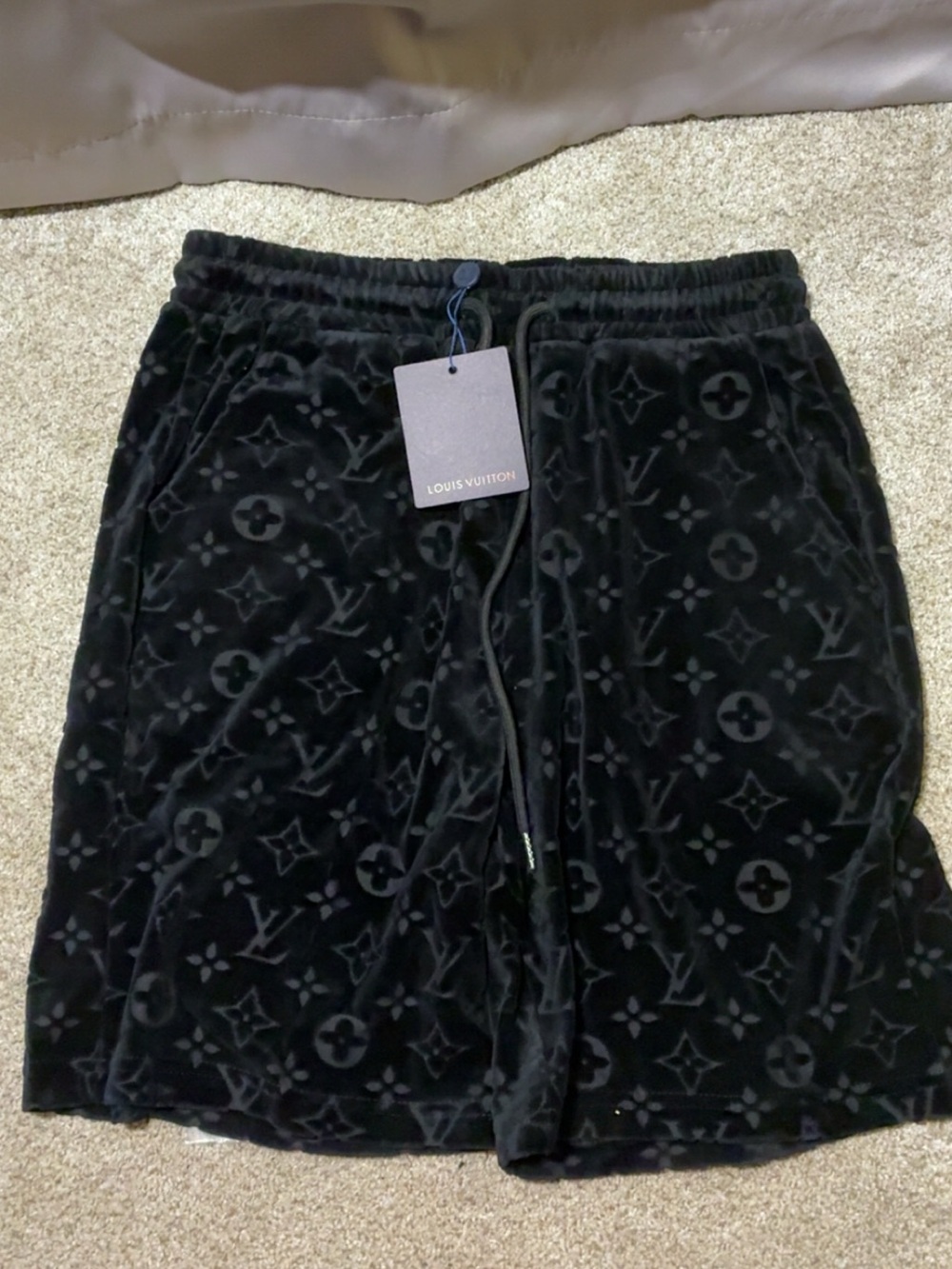 Louis Vuitton Black Monogram Velvet Shorts - Picture 2 of 3